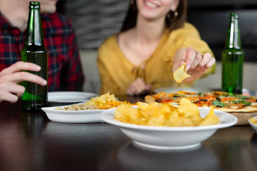 A couple is dining out