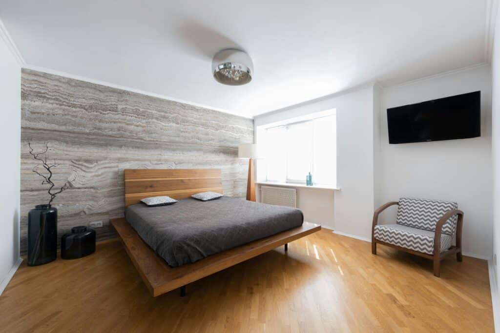 A spacious modern bedroom